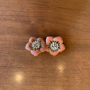 Clip on ceramic and rhinestone earrings